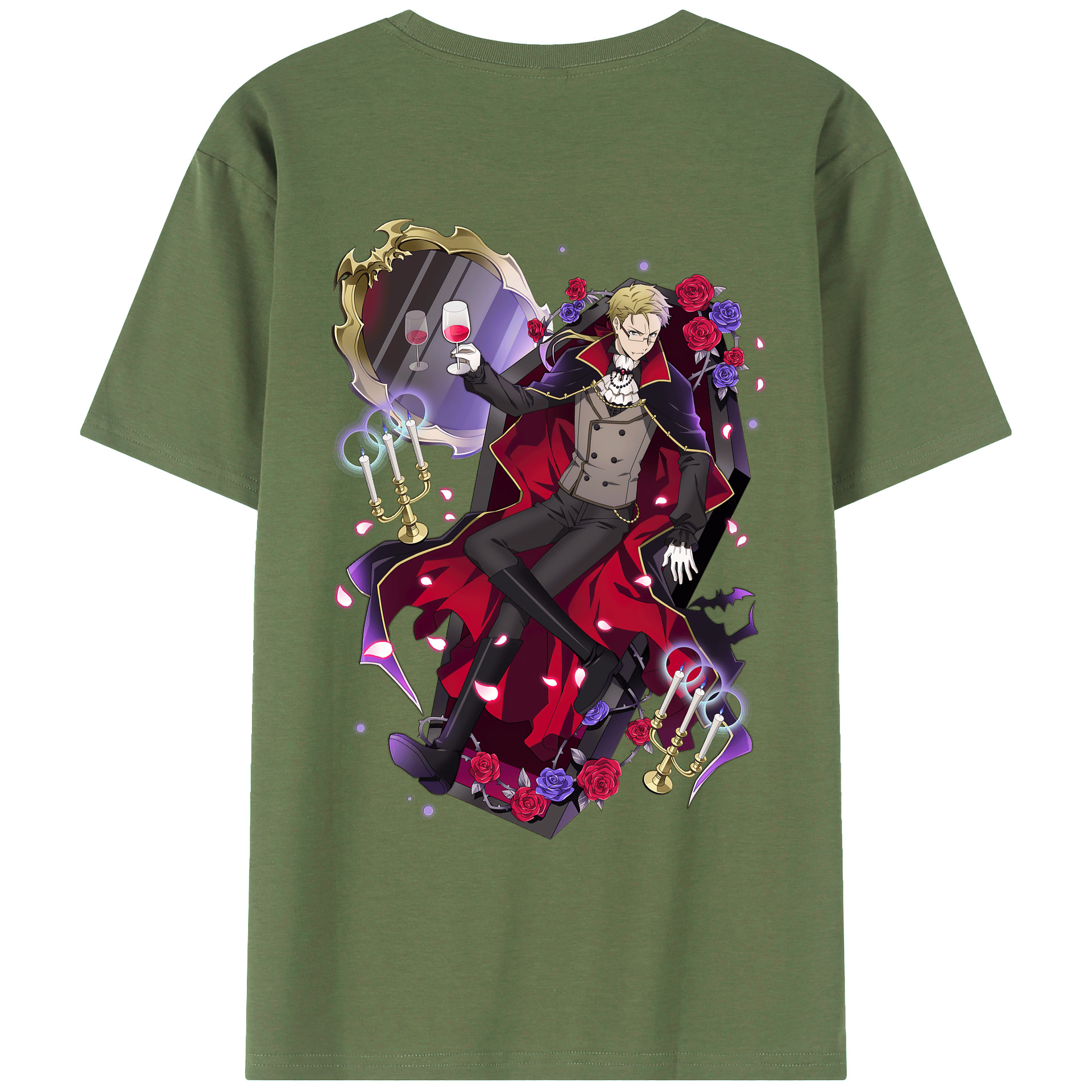 （画像用） 文豪ストレイドッグス Bungo Stray Dogs 綿100％ メンズ半袖Tシャツ（バックプリント） 通気性
